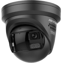 Hikvision cámara IP Turret Panorámica 180º - Gama Pro | Resolución 8 MPx | PoE IEEE802.3at - ColorVu3.0: imagen a color HikAI-ISP F1.0 1/1.8" - Lente 2 x 2.8 mm (180º)l | Luz híbrida hasta 30m - AcuSense3.0 | Sirena y flash disuasorio - Micrófono Dual | Alarmas | IP67 | NEMA 4X