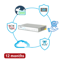 Hillstone Networks Bundle - Hardware + 12 meses de serviços completos - Portas 4xGE 10/100/1000BASE-T - 4Gbps FW / 1.5Gbps NGFW Throughput - Suporte para expansão de armazenamento SSD - Inclui IPS, AV, URL, QoS, IPR, C2 e Sandbox