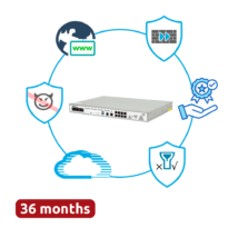 Hillstone Networks Bundle - Hardware + 36 meses de serviços completos - Portas 8xGE (inclui 1 para bypass) - 5Gbps FW / 2Gbps NGFW Throughput - Suporte para expansão de SSD até 1.92TB - Inclui IPS, AV, URL, QoS, IPR, C2 e Sandbox