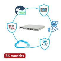 Hillstone Networks Bundle - Hardware + 36 meses de serviços completos - Portas 2xSFP+ (10G), 8xSFP e 16xGE - 20Gbps FW / 6.5Gbps NGFW Throughput - Inclui 2 pares de portas de bypass para HA - Inclui IPS, AV, URL, QoS, IPR, C2 e Sandbox