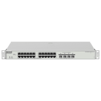 Reyee Switch PoE Cloud Layer 3 - 24 Portas PoE RJ45 Gigabit + 4 SFP+ 10Gb - 30W por porta 802.3af/at / Máximo 370W - Static LAG/DHCP Snoop/IGMP Snoop/Port Mirror - VLAN/Porta Isolation/STP/RSTP/ACL/QoS/802.1X - Servidor DHCP/Rotas estáticas/RIP/OSPF/SNMP