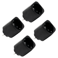 Shelly Plug PM Gen3 (Negro) 4 Pcs - Monitoreo preciso del consumo eléctrico - Protección contra sobretensión / Schuko (F/E) - WiFi 2.4GHz / Bluetooth / Matter / Range Ext - Soporta AC 230V / 3000W / 13A - Compatible con Apple Homekit / Alexa y Google