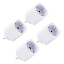 Shelly Plug PM Gen3 (Blanco) 4 Pcs - Monitoreo preciso del consumo eléctrico - Protección contra sobretensión / Schuko (F/E) - WiFi 2.4GHz / Bluetooth / Matter / Range Ext - Soporta AC 230V / 3000W / 13A - Compatible con Apple Homekit / Alexa y Google